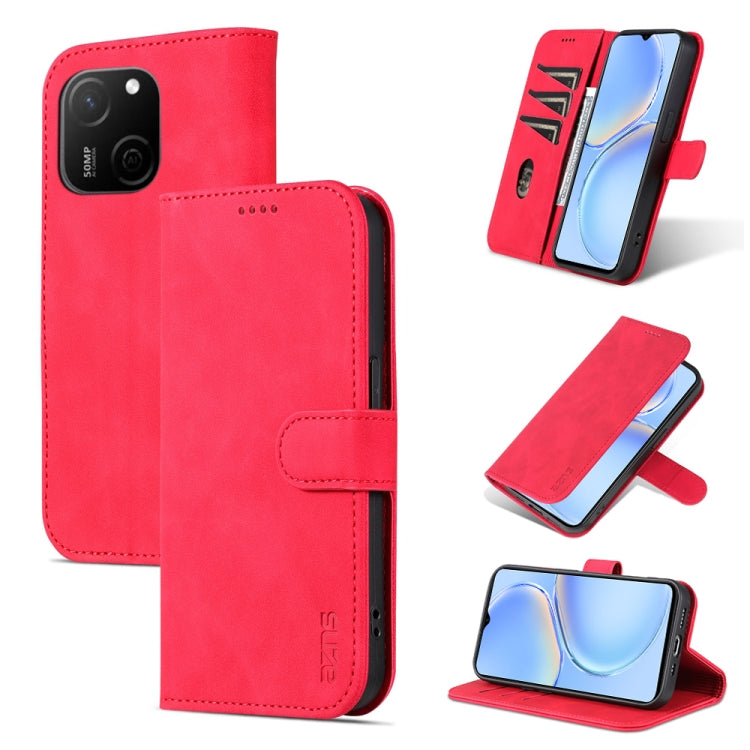 For Huawei P60 / P60 Pro AZNS Skin Feel Calf Texture Flip Leather Phone Case(Red) - Huawei Cases by AZNS | Online Shopping UK | buy2fix