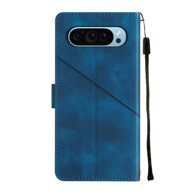 For Google Pixel 9 / 9 Pro Skin-feel Embossed Leather Phone Case(Blue) - Google Cases by buy2fix | Online Shopping UK | buy2fix