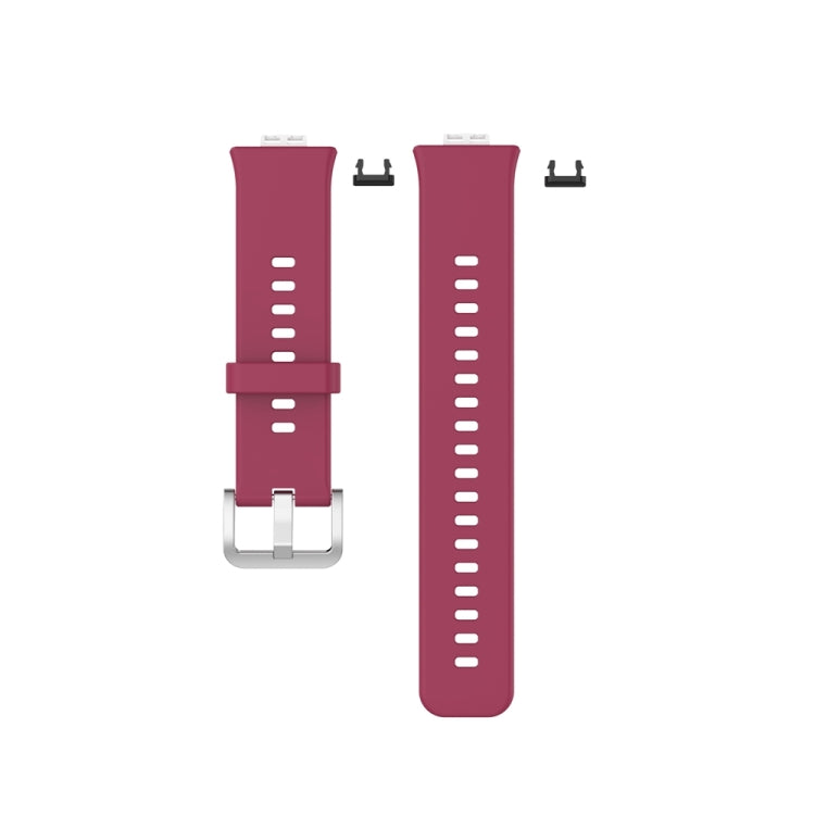 For Huawei Watch Fit Special Edition Silicone Silver Steel Buckle Watch Band(Wine Red) - Watch Bands by buy2fix | Online Shopping UK | buy2fix