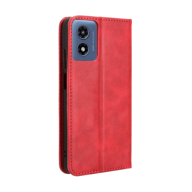 For Motorola Moto G Play 4G 2024 Magnetic Buckle Retro Texture Leather Phone Case(Red) - Motorola Cases by buy2fix | Online Shopping UK | buy2fix