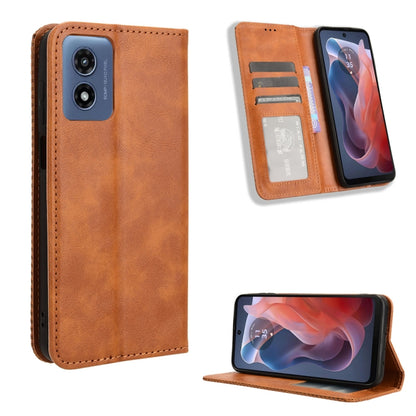 For Motorola Moto G Play 4G 2024 Magnetic Buckle Retro Texture Leather Phone Case(Brown) - Motorola Cases by buy2fix | Online Shopping UK | buy2fix