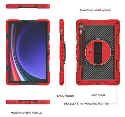 For Samsung Galaxy Tab S9+ 360 Degree Rotation PC Contrast Silicone Tablet Case(Red + Black) - Galaxy Tab S9+ Cases by buy2fix | Online Shopping UK | buy2fix