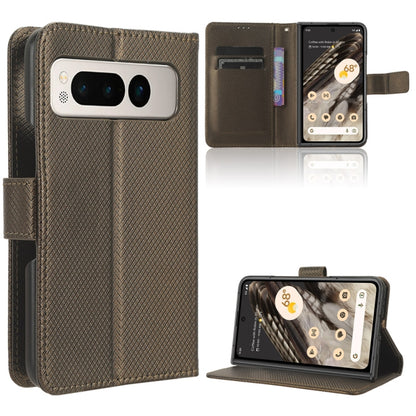 For Google Pixel Fold Diamond Texture Leather Phone Case(Brown) - Google Cases by buy2fix | Online Shopping UK | buy2fix