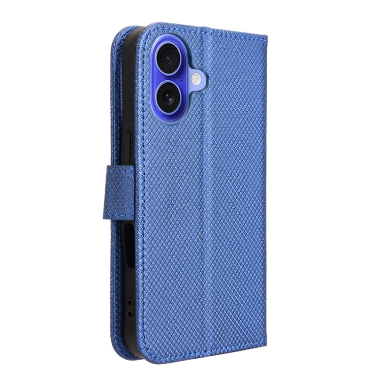 For iPhone 16 Diamond Texture Leather Phone Case(Blue) - iPhone 16 Cases by buy2fix | Online Shopping UK | buy2fix