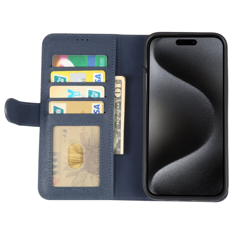 For iPhone 15 Pro GEBEI Top-grain Horizontal Flip Leather Phone Case(Blue) - iPhone 15 Pro Cases by GEBEI | Online Shopping UK | buy2fix