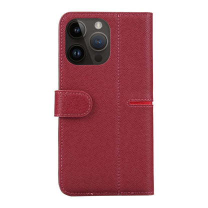 For iPhone 15 Pro GEBEI Top-grain Horizontal Flip Leather Phone Case(Wine Red) - iPhone 15 Pro Cases by GEBEI | Online Shopping UK | buy2fix