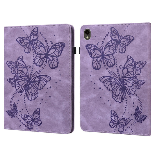 For Samsung Galaxy Tab S9 Embossed Butterfly Pattern Horizontal Flip Leather Tablet Case(Purple) - Galaxy Tab S9 Cases by buy2fix | Online Shopping UK | buy2fix