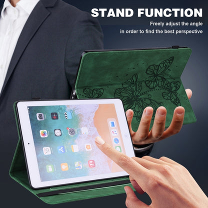 For Samsung Galaxy Tab S9 Embossed Butterfly Pattern Horizontal Flip Leather Tablet Case(Green) - Galaxy Tab S9 Cases by buy2fix | Online Shopping UK | buy2fix