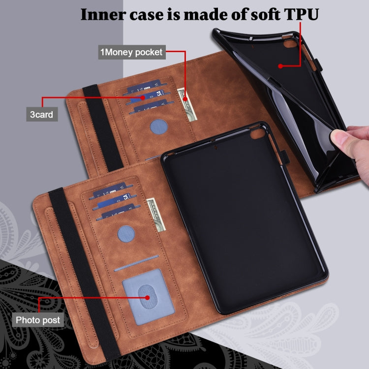 For Samsung Galaxy Tab S9 Lace Flower Embossing Pattern PU Tablet Case(Brown) - Galaxy Tab S9 Cases by buy2fix | Online Shopping UK | buy2fix