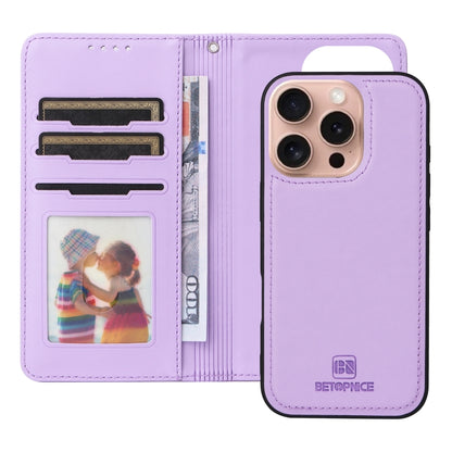 For iPhone 16 Pro BETOPNICE BN-005 2 in 1 Detachable Imitate Genuine Leather Phone Case(Light Purple) - iPhone 16 Pro Cases by BETOPNICE | Online Shopping UK | buy2fix