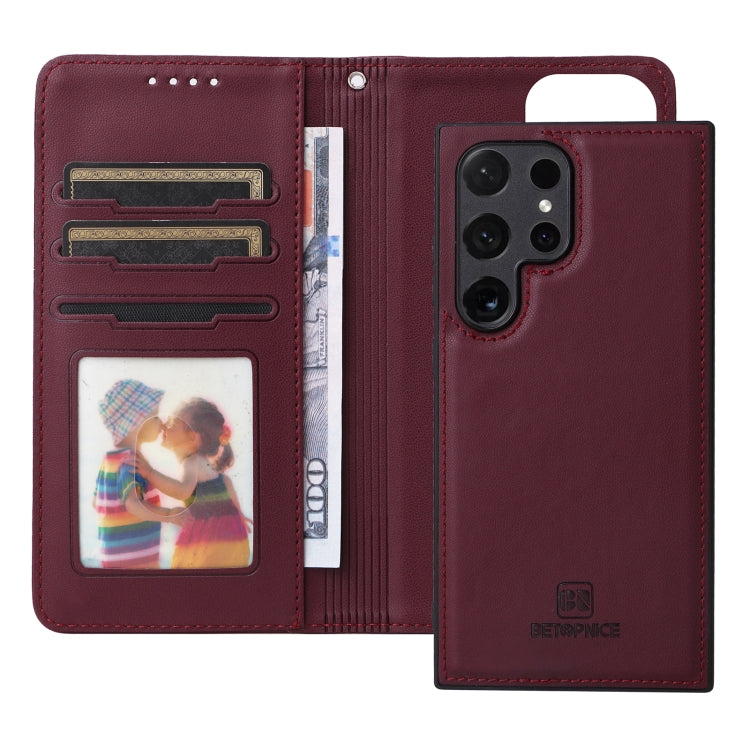 For Samsung Galaxy S24 Ultra 5G BETOPNICE BN-005 2 in 1 Detachable Imitate Genuine Leather Phone Case(Wine Red) - Galaxy S24 Ultra 5G Cases by BETOPNICE | Online Shopping UK | buy2fix