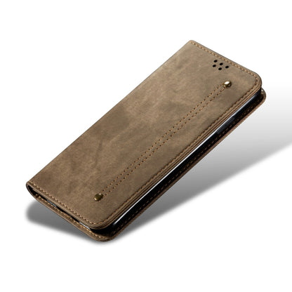 For Xiaomi Redmi Turbo 3 Denim Texture Casual Style Horizontal Flip Leather Case(Khaki) - Xiaomi Cases by buy2fix | Online Shopping UK | buy2fix