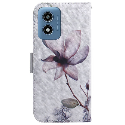 For Motorola Moto G Play 4G 2024 Coloured Drawing Flip Leather Phone Case(Magnolia) - Motorola Cases by buy2fix | Online Shopping UK | buy2fix