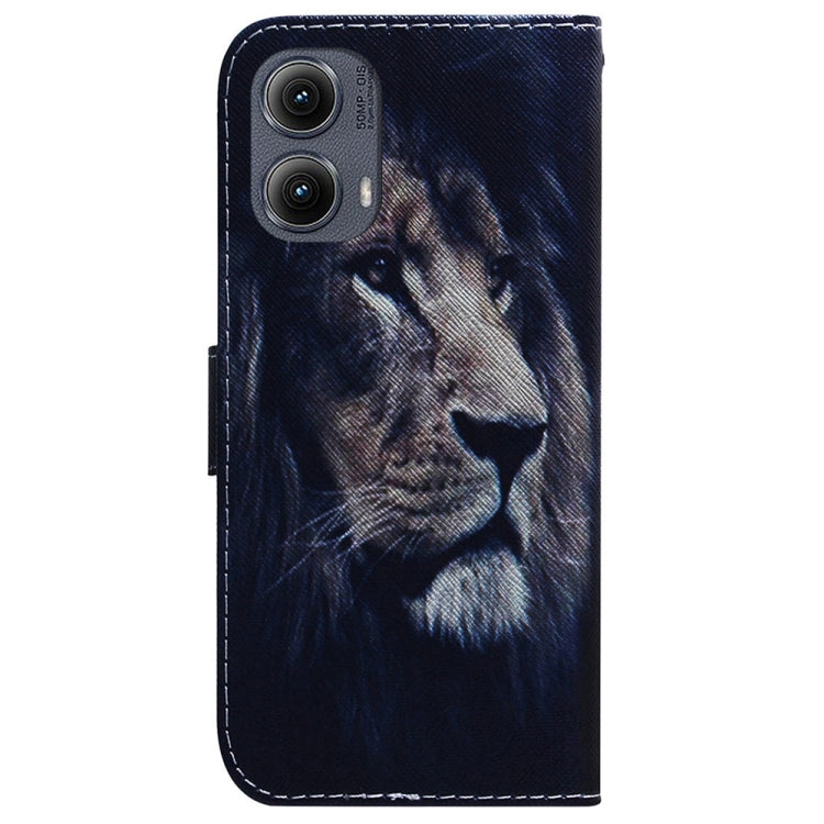 For Motorola Edge 2024 Coloured Drawing Flip Leather Phone Case(Lion) - Motorola Cases by buy2fix | Online Shopping UK | buy2fix