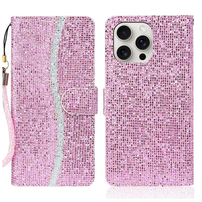 For iPhone 16 Pro Max Glitter Powder Filp Leather Phone Case(Pink) - iPhone 16 Pro Max Cases by buy2fix | Online Shopping UK | buy2fix