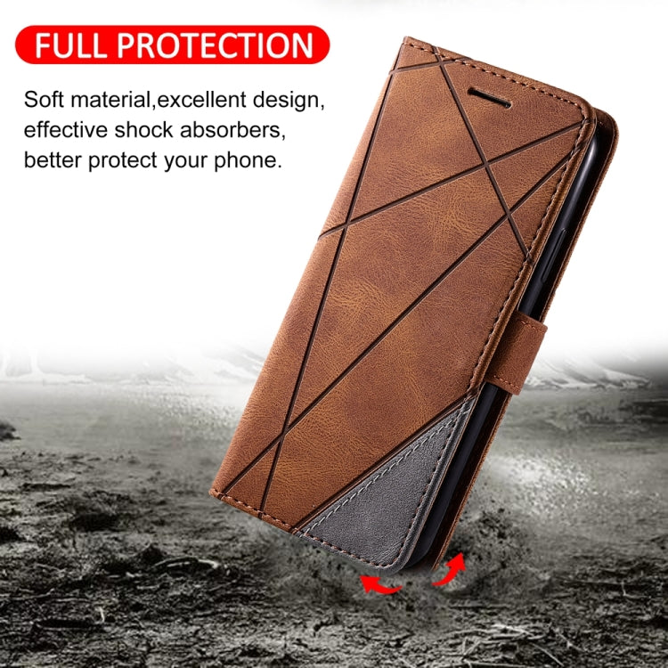 For iPhone 16 Pro Skin Feel Splicing Leather Phone Case(Brown) - iPhone 16 Pro Cases by buy2fix | Online Shopping UK | buy2fix