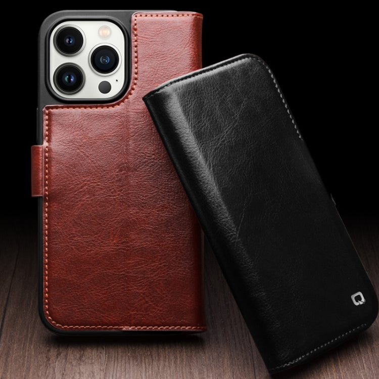 For iPhone 15 Plus QIALINO Classic 103 Buckle Genuine Leather Phone Case(Brown) - iPhone 15 Plus Cases by QIALINO | Online Shopping UK | buy2fix