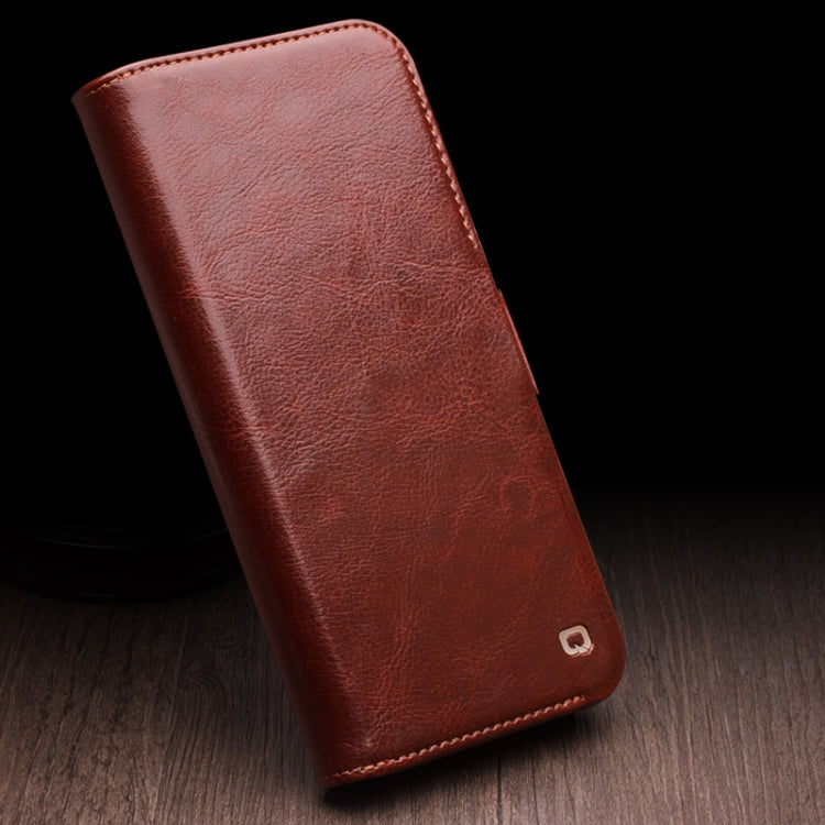 For iPhone 15 QIALINO Classic 103 Buckle Genuine Leather Phone Case(Brown) - iPhone 15 Cases by QIALINO | Online Shopping UK | buy2fix