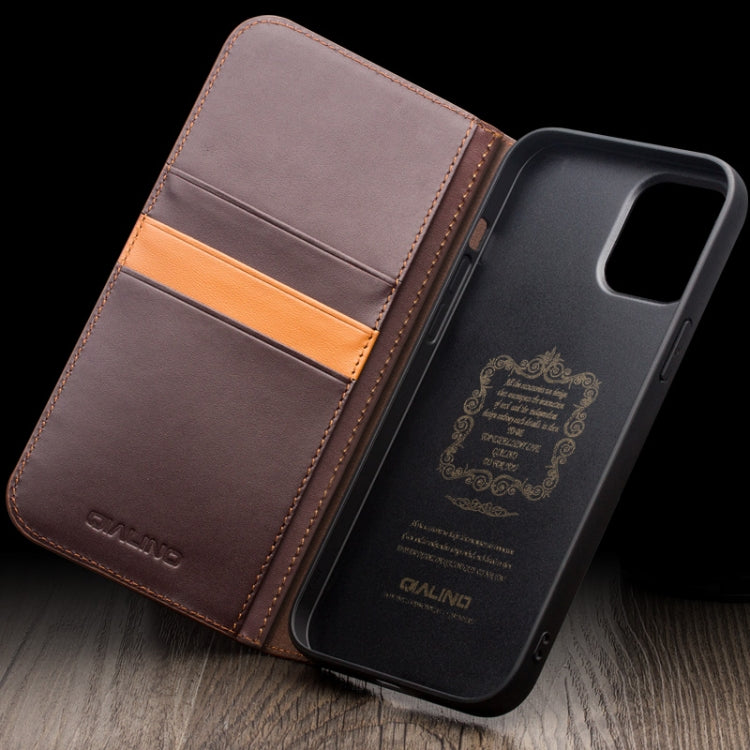 For iPhone 15 QIALINO Classic Gen2 Genuine Leather Phone Case(Brown) - iPhone 15 Cases by QIALINO | Online Shopping UK | buy2fix