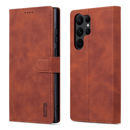 For Samsung Galaxy S24 Ultra 5G AZNS Skin Feel Calf Texture Flip Leather Phone Case(Brown) - Galaxy S24 Ultra 5G Cases by AZNS | Online Shopping UK | buy2fix