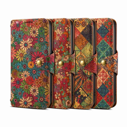 For iPhone 16 Pro Denior Flower Language Series Cork Fabric Oil Edge Leather Phone Case(Winter) - iPhone 16 Pro Cases by Denior | Online Shopping UK | buy2fix