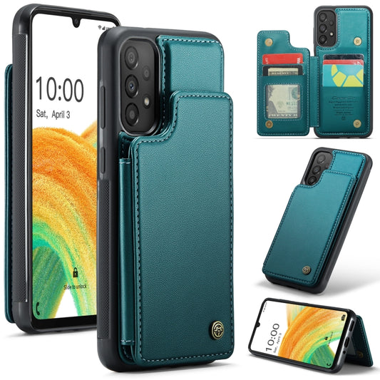 For Samsung Galaxy A33 5G CaseMe C22 Card Slots Holder RFID Anti-theft Phone Case(Blue Green) - Galaxy Phone Cases by CaseMe | Online Shopping UK | buy2fix