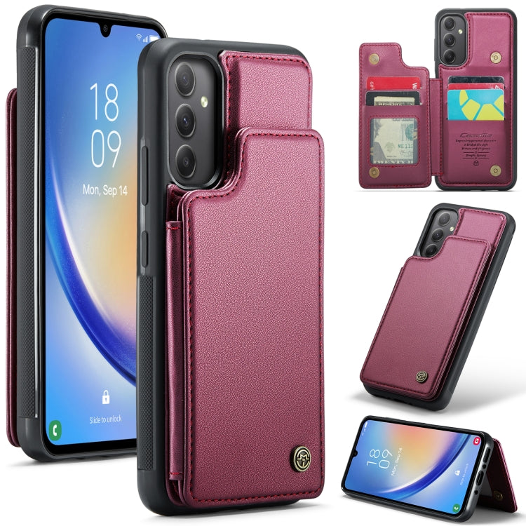 For Samsung Galaxy A34 5G CaseMe C22 Card Slots Holder RFID Anti-theft Phone Case(Wine Red) - Galaxy Phone Cases by CaseMe | Online Shopping UK | buy2fix