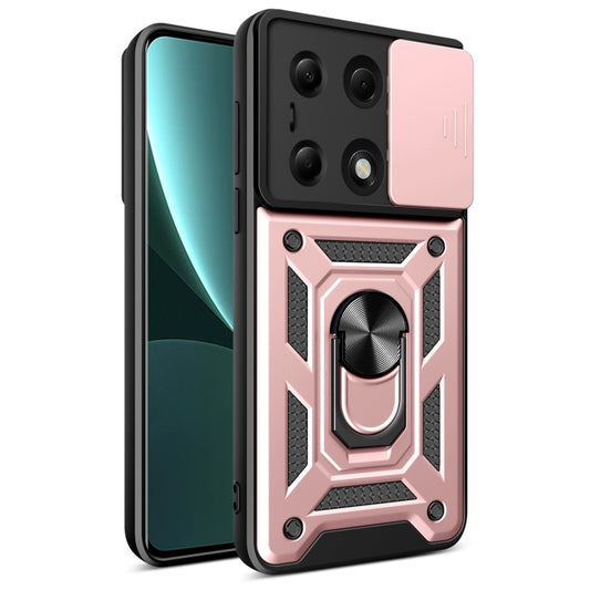 For Xiaomi Redmi Note 13 Pro 4G Global Sliding Camera Cover Design TPU Hybrid PC Phone Case(Rose Gold) - Note 13 Pro Cases by buy2fix | Online Shopping UK | buy2fix