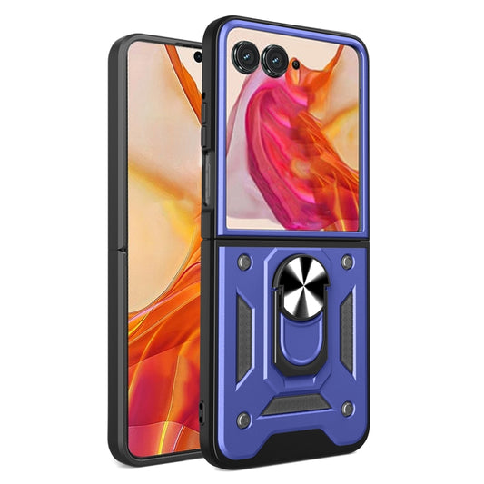 For Motorola Razr 50 Armor Ring Holder TPU Hybrid PC Phone Case(Blue) - Motorola Cases by buy2fix | Online Shopping UK | buy2fix