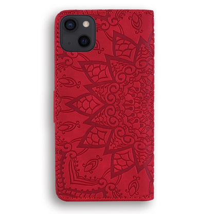 For iPhone 16 Pro Max Mandala Embossed Dual-Fold Calf Leather Phone Case(Red) - iPhone 16 Pro Max Cases by buy2fix | Online Shopping UK | buy2fix