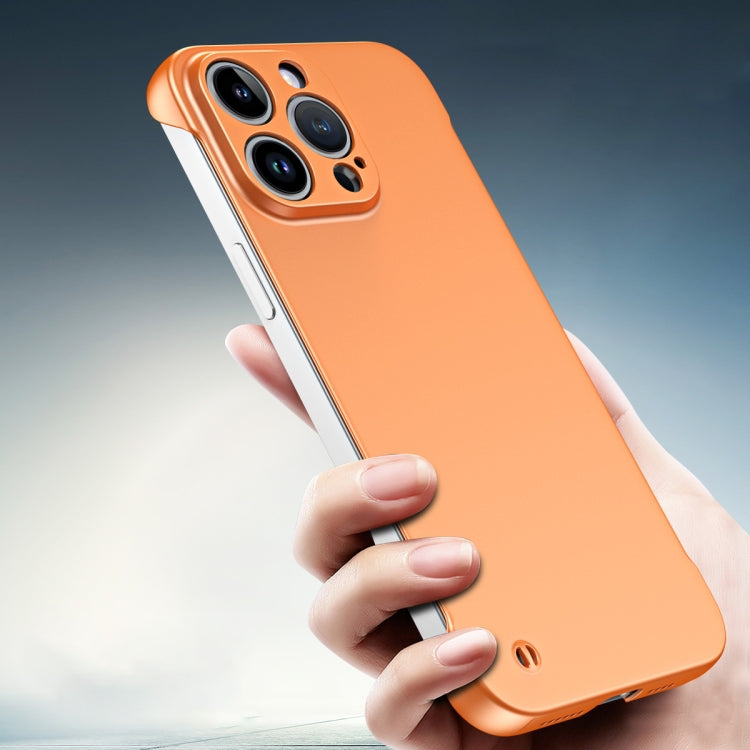 For iPhone 12 Pro Max Frameless Metallic Paint Hybrid PC Phone Case(Orange) - iPhone 12 Pro Max Cases by buy2fix | Online Shopping UK | buy2fix