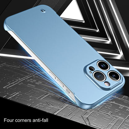 For iPhone 14 Pro Frameless Metallic Paint Hybrid PC Phone Case(Sierra Blue) - iPhone 14 Pro Cases by buy2fix | Online Shopping UK | buy2fix