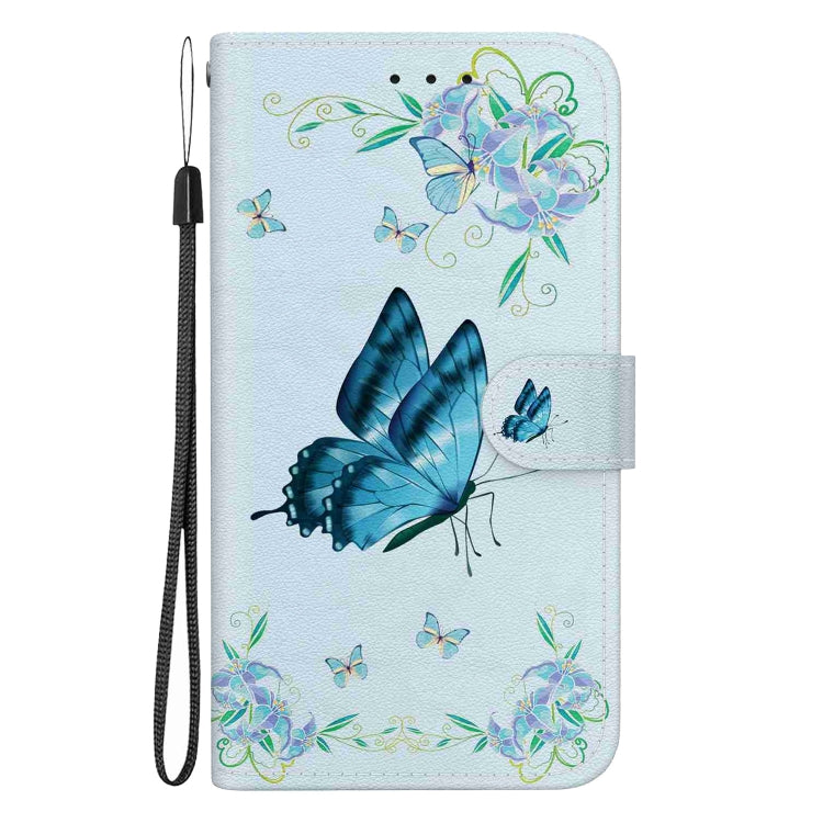 For OnePlus 11 Crystal Texture Colored Drawing Leather Phone Case(Blue Pansies) - OnePlus Cases by buy2fix | Online Shopping UK | buy2fix