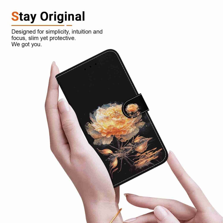 For OnePlus 13 Crystal Texture Colored Drawing Leather Phone Case(Gold Peony) - OnePlus Cases by buy2fix | Online Shopping UK | buy2fix