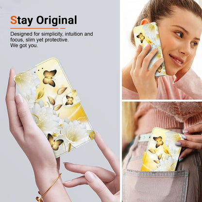 For Google Pixel 9 Pro Crystal Texture Colored Drawing Leather Phone Case(Gold Butterfly Epiphyllum) - Google Cases by buy2fix | Online Shopping UK | buy2fix