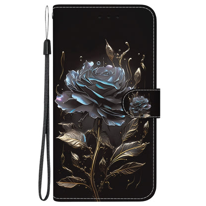 For Google Pixel 9 Crystal Texture Colored Drawing Leather Phone Case(Black Rose) - Google Cases by buy2fix | Online Shopping UK | buy2fix