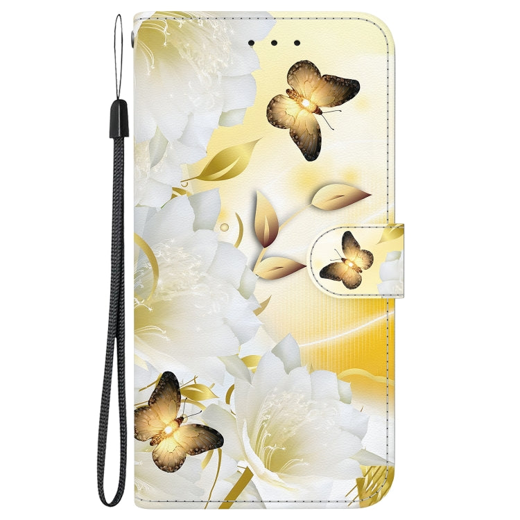 For iPhone SE 2024 Crystal Texture Colored Drawing Leather Phone Case(Gold Butterfly Epiphyllum) - More iPhone Cases by buy2fix | Online Shopping UK | buy2fix