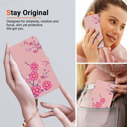 For iPhone 16 Crystal Texture Colored Drawing Leather Phone Case(Cherry Blossoms) - iPhone 16 Cases by buy2fix | Online Shopping UK | buy2fix