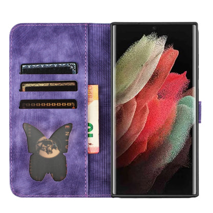 For Samsung Galaxy S23 Ultra 5G Butterfly Cat Embossing Flip Leather Phone Case(Purple) - Galaxy S23 Ultra 5G Cases by buy2fix | Online Shopping UK | buy2fix