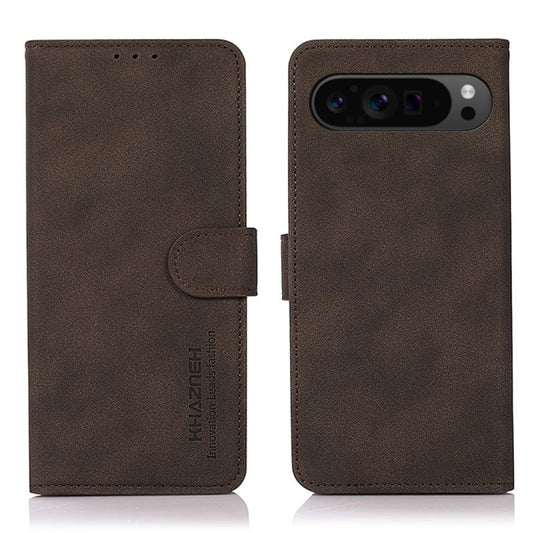 For Google Pixel 9 Pro KHAZNEH Matte Texture Leather Phone Case(Brown) - Google Cases by buy2fix | Online Shopping UK | buy2fix