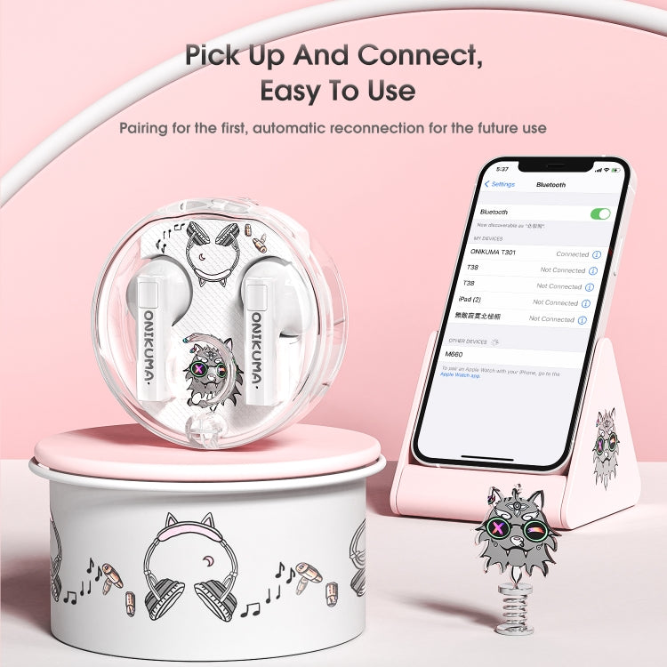 ONIKUMA T301 Transparent Cartoon Wireless Bluetooth Earphone(White) - Bluetooth Earphone by ONIKUMA | Online Shopping UK | buy2fix