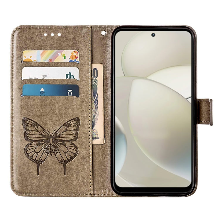 For Motorola Moto G Power 5G 2024 Embossed Butterfly Leather Phone Case(Grey) - Motorola Cases by buy2fix | Online Shopping UK | buy2fix