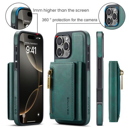 For iPhone 16 Pro Max DG.MING M5 Series Zip RFID Multi Card Detachable Leather Phone Case(Green) - iPhone 16 Pro Max Cases by DG.MING | Online Shopping UK | buy2fix