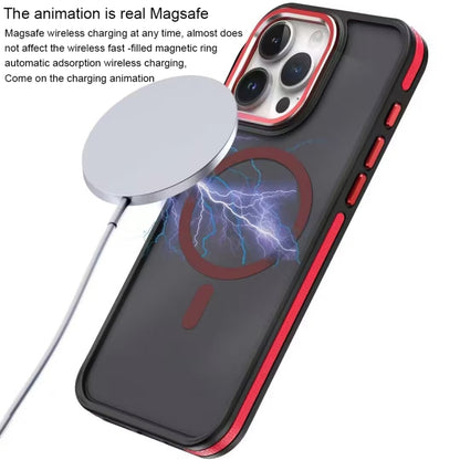 For iPhone 11 Pro Max Two-color Frosted MagSafe Magnetic Phone Case(Red) - iPhone 11 Pro Max Cases by buy2fix | Online Shopping UK | buy2fix