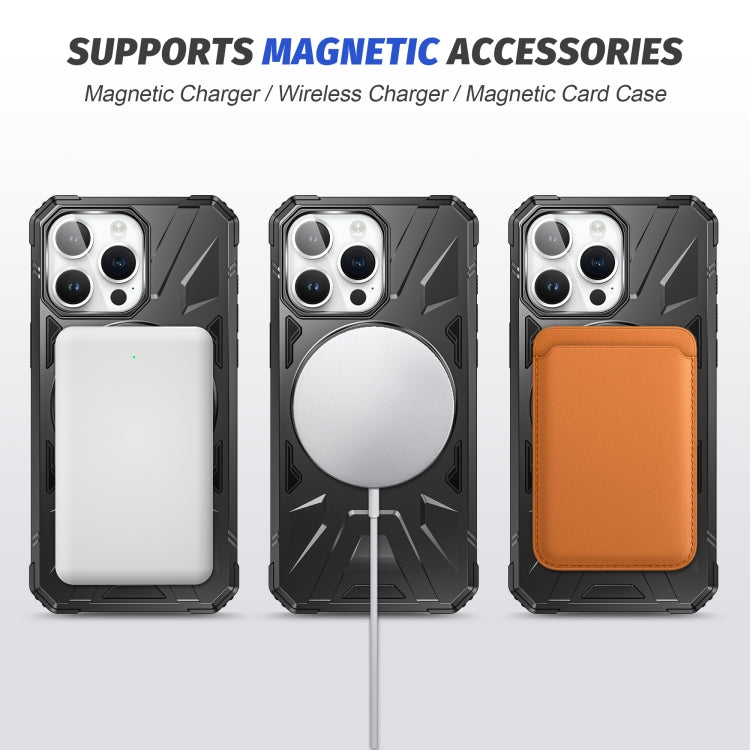 For iPhone 14 Plus MagSafe Magnetic Shockproof Phone Case with Ring Holder(Black) - iPhone 14 Plus Cases by buy2fix | Online Shopping UK | buy2fix