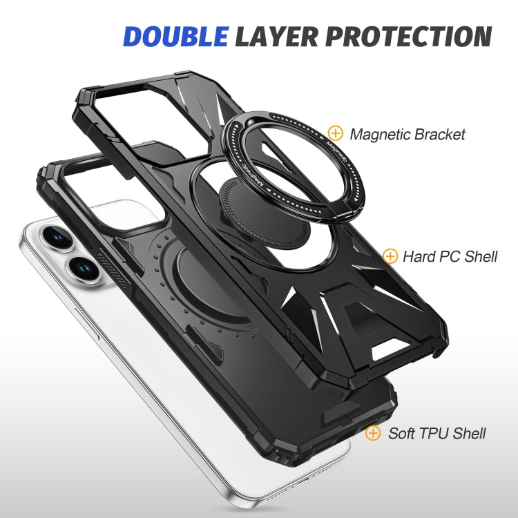 For iPhone 12/12 Pro MagSafe Magnetic Shockproof Phone Case with Ring Holder(Black) - iPhone 12 / 12 Pro Cases by buy2fix | Online Shopping UK | buy2fix