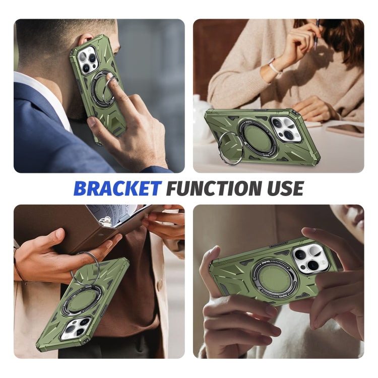 For iPhone 11 MagSafe Magnetic Shockproof Phone Case with Ring Holder(Dark Green) - iPhone 11 Cases by buy2fix | Online Shopping UK | buy2fix