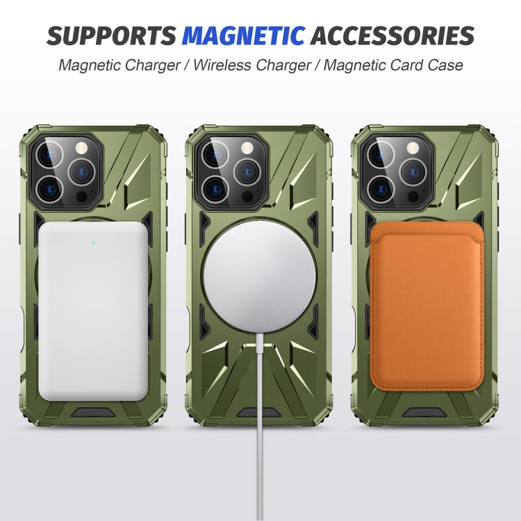 For iPhone 16 Pro Max MagSafe Magnetic Shockproof Phone Case with Ring Holder(Dark Green) - iPhone 16 Pro Max Cases by buy2fix | Online Shopping UK | buy2fix