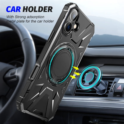 For iPhone 16 Plus MagSafe Magnetic Shockproof Phone Case with Ring Holder(Black) - iPhone 16 Plus Cases by buy2fix | Online Shopping UK | buy2fix