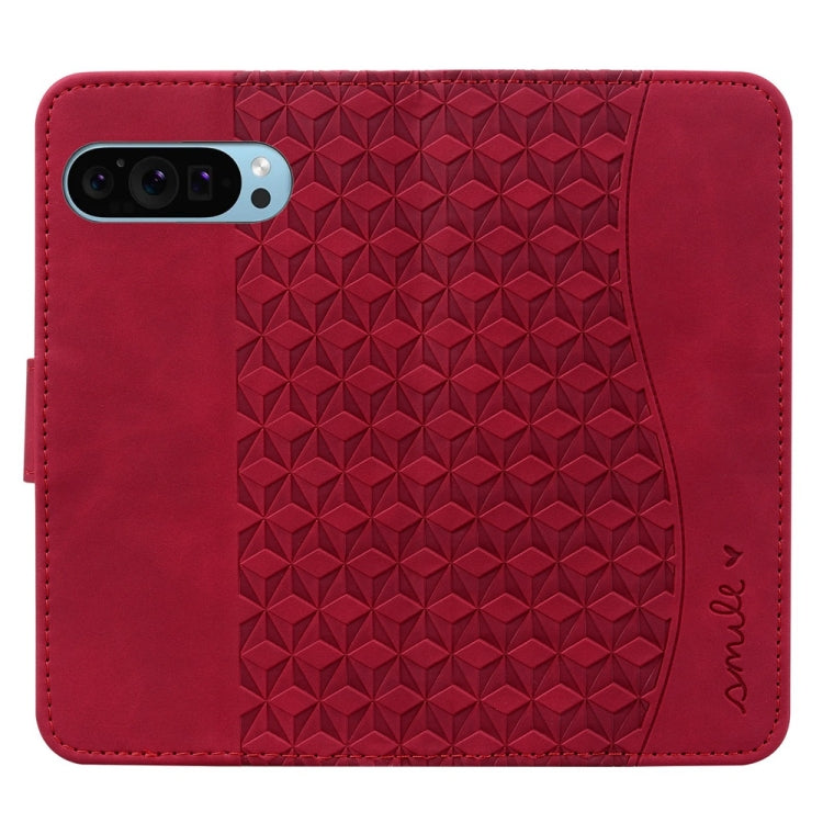 For Google Pixel 9 Pro Business Diamond Buckle Leather Phone Case with Lanyard(Wine Red) - Google Cases by buy2fix | Online Shopping UK | buy2fix